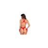 Body en résille rouge, seins nus avec gants assortis - Mapalé
